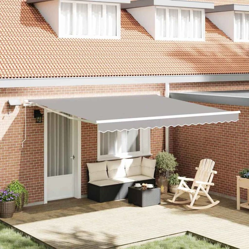 vidaXL Utrækkelig Markise 400×350 cm Lysegrå