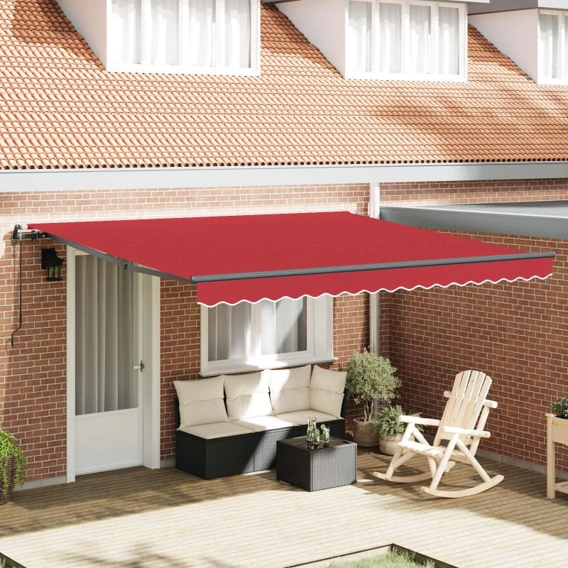 vidaXL Utrækkelig Markise Rød 400 × 350 cm Stof & Alu