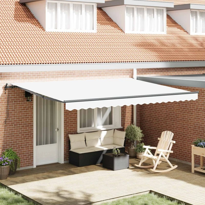 vidaXL Utrækkelig Markise Hvid 450×300 cm Stof & Aluminium
