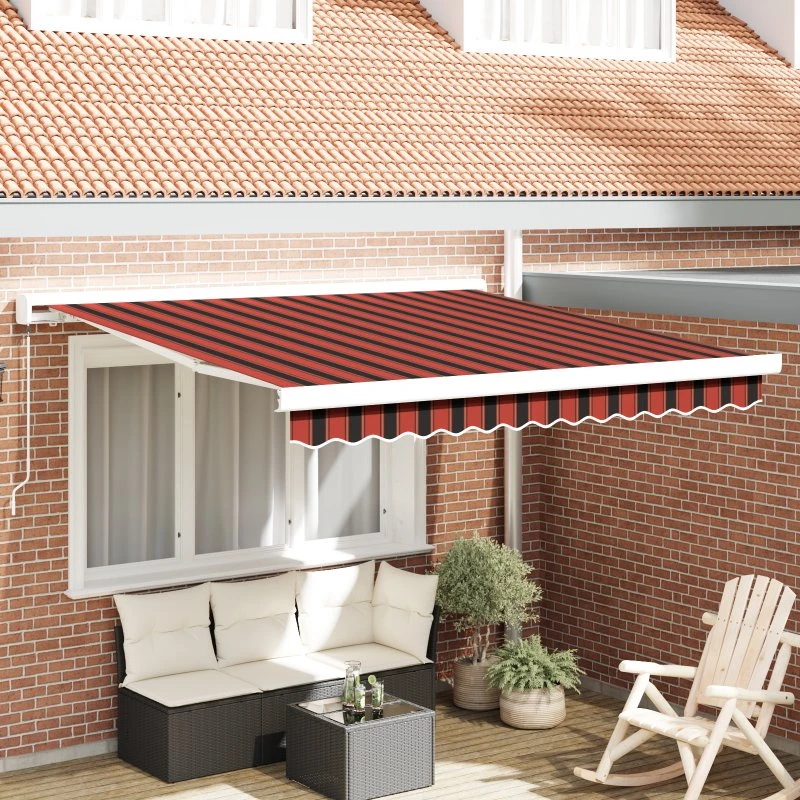Udtrækkelig Markise Orange & Brun 300x250 cm Stof & Metal med Hvid Ramme