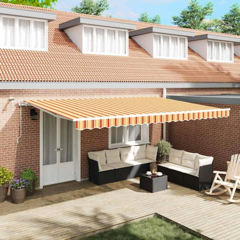 vidaXL Utrækkelig Markise Gul og Orange 500 × 350 cm