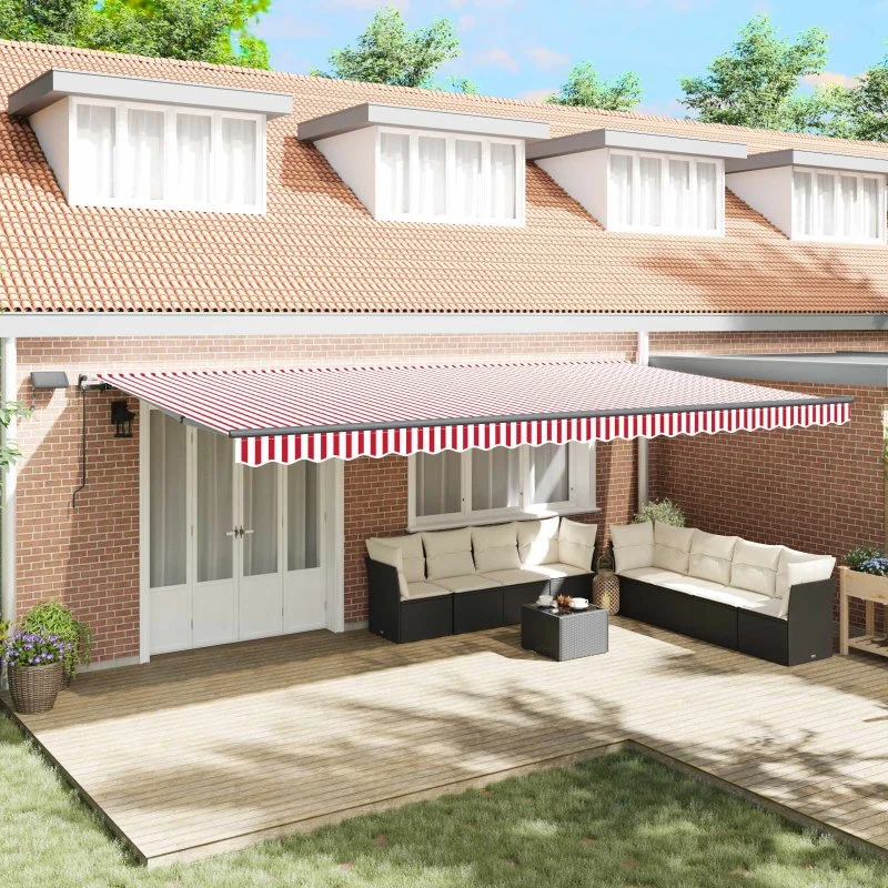 vidaXL Utrækkelig Markise Rød/Hvid 600×300 cm