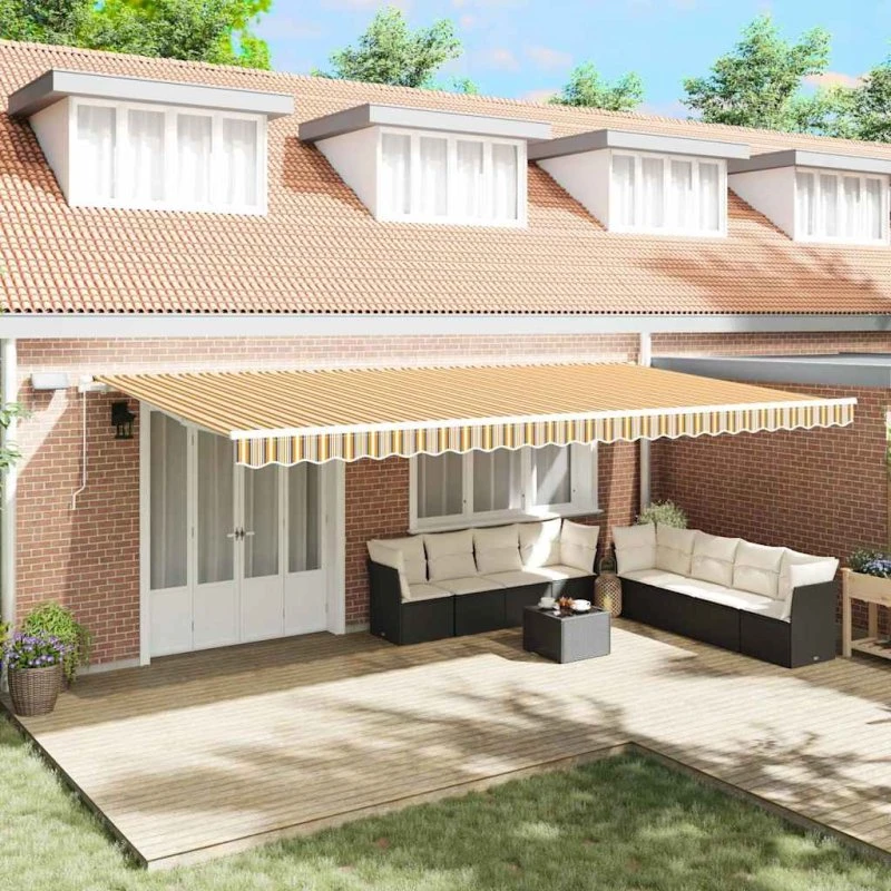 vidaXL Utrækkelig Markise 600 × 300 cm Flerfarvet Stål & Stof