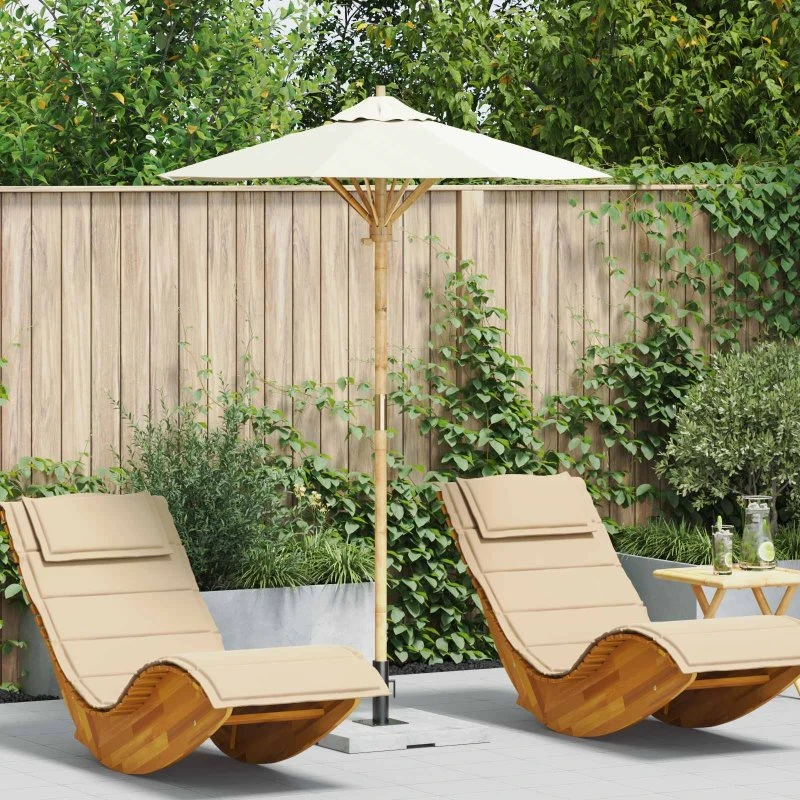 vidaXL Havesol Cremehvid Ø150 x 210 cm Bambus