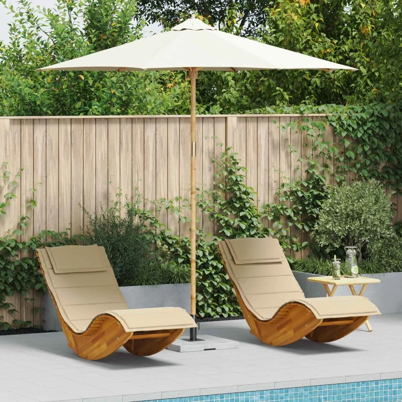 vidaXL Havesol Cremehvid Ø 270 x 260 cm Bambus