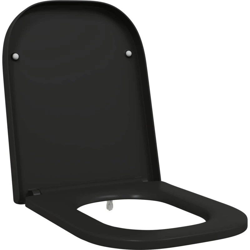 vidaXL Toiletbræt Sort 47,5 x 35 cm Duroplast med Blød Lukning
