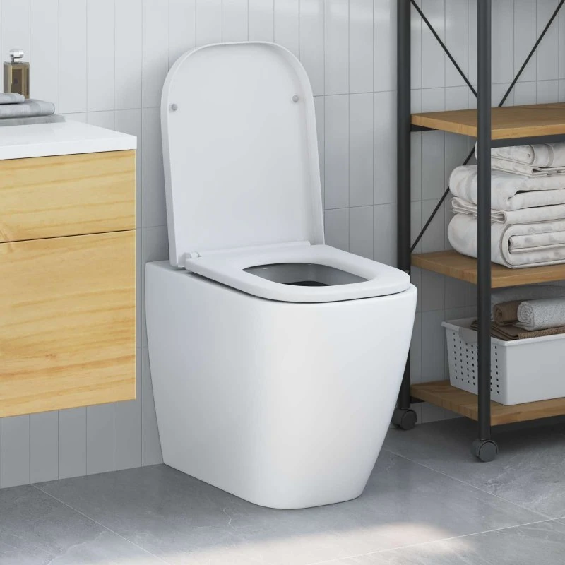 vidaXL Toiletbræt Hvid 47,5 x 35 cm Duroplast, Hurtig Udløsning