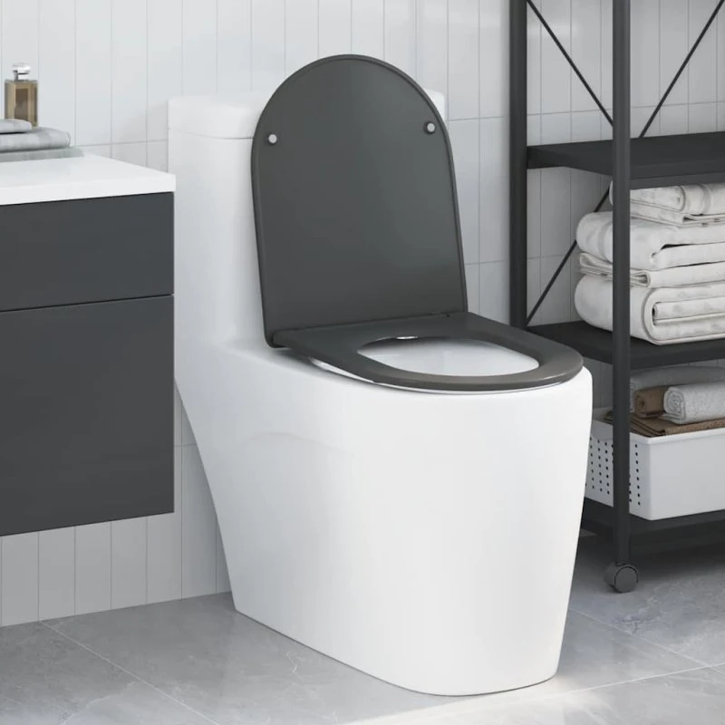 vidaXL Toiletbræt Antracit 47 x 36 x 3,4 cm Duroplast