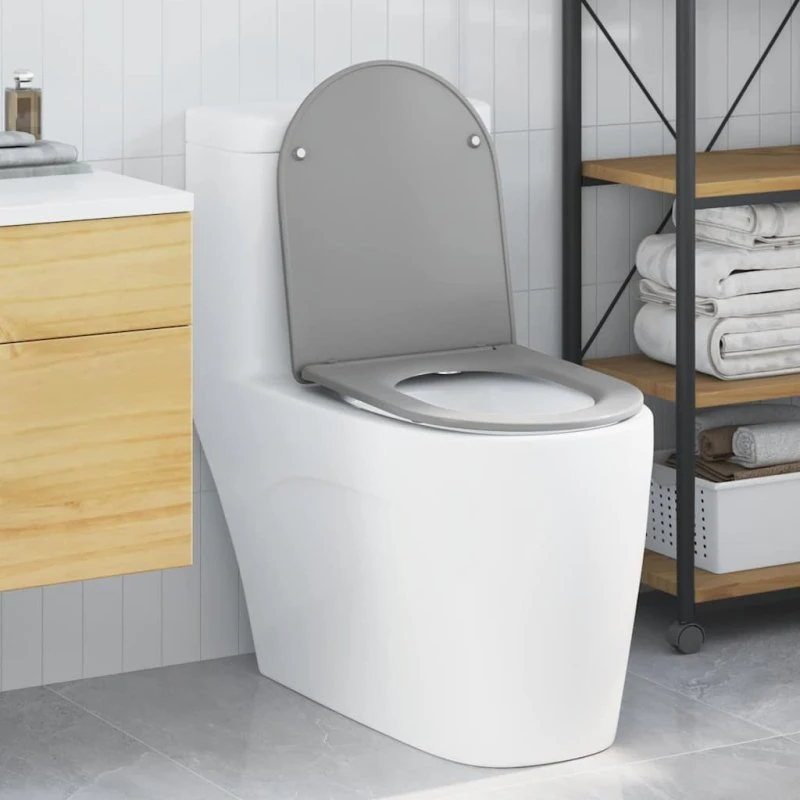 vidaXL Grå Toiletbræt 47 x 36 cm med Hurtigfrigivelse og Blød Lukning