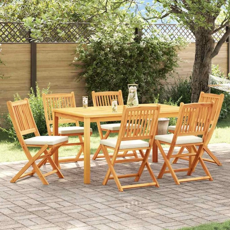 vidaXL Sammenklappelig Stol med Pude 6 stk Hvid 49 x 57,5 x 92 cm