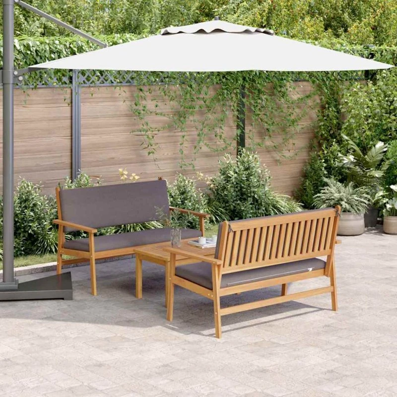 vidaXL Havesofa Sæt 3-del, Brun, 120 x 65,5 x 79 cm, Massivt Akacietræ