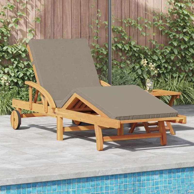 vidaXL Solstol 2 stk Gråbrun 200 x 67 x 84 cm Akacietræ med pude