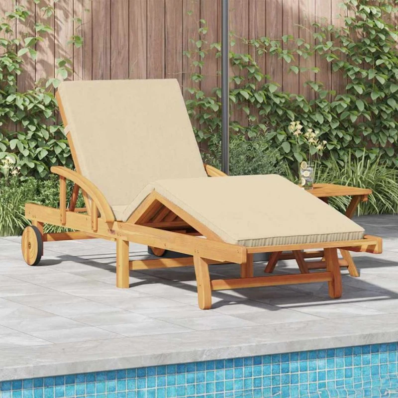 vidaXL Solstol 2 stk Beige 200 x 67 x 84 cm Massivt Akacietræ