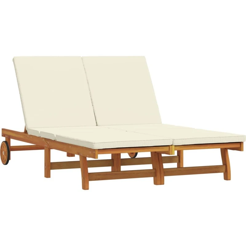 vidaXL Solstol Brun 125 x 200 x 84 cm med Pude, Massivt Akacietræ