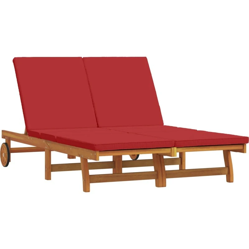 vidaXL Solstol Brun 125 x 200 x 84 cm, Massivt Akacietræ med Pude