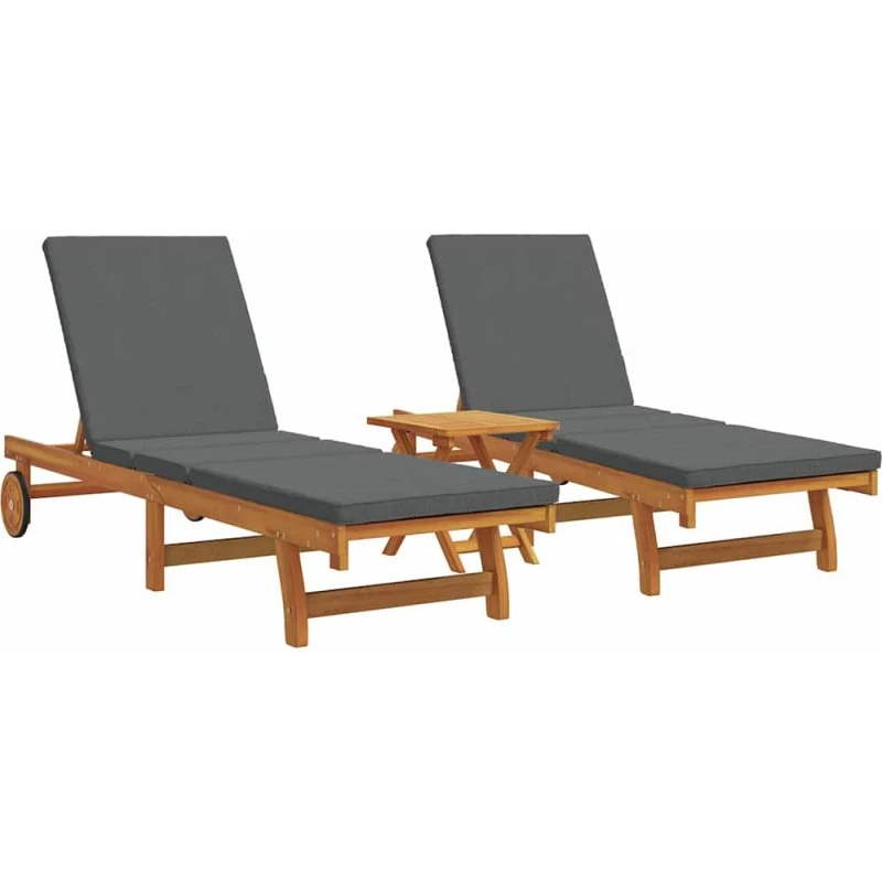 vidaXL Solstol 2-person 3 stk Brun Massivt Akacietræ