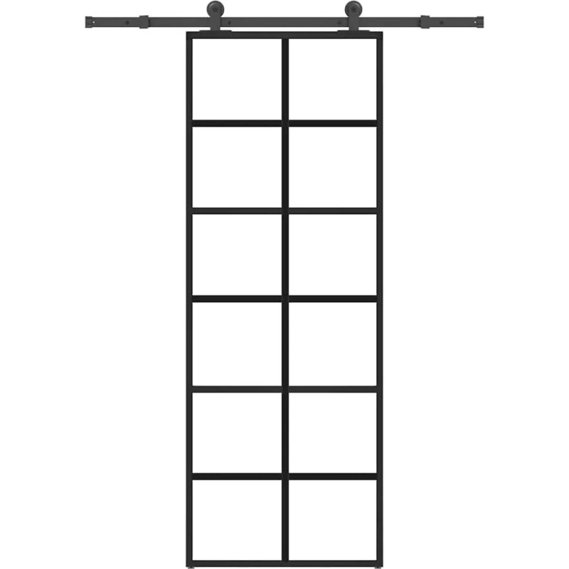 vidaXL Skydedør 76x205 cm med sikkerhedsglas og aluminiumsramme