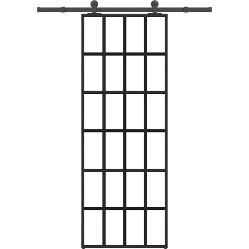 vidaXL Skydedør 76x205 cm med sikkerhedsglas og aluminiumsramme