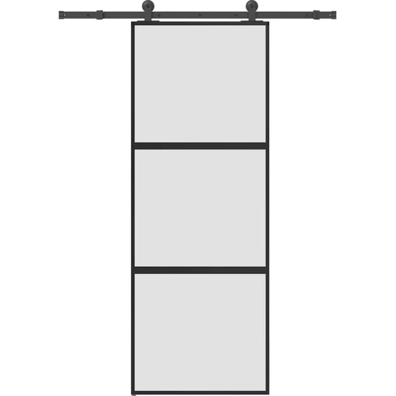 vidaXL Skydedør 76x205 cm med hærdet glas og aluminium