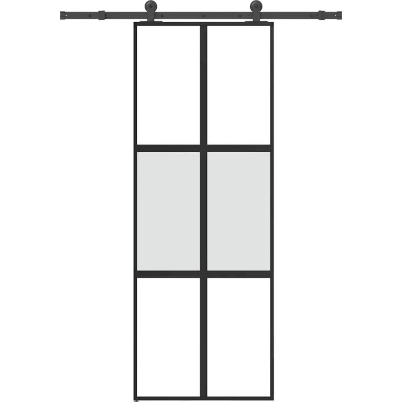 vidaXL Skydedør 76x205 cm med hærdet glas og aluminium