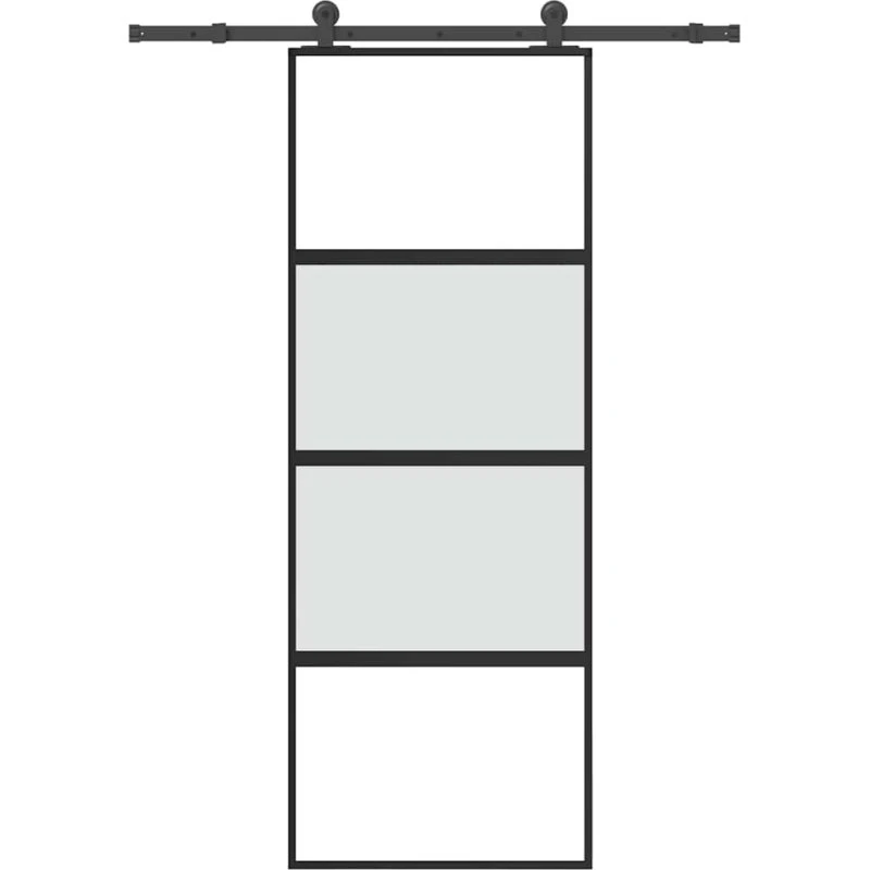 vidaXL Skydedør 76x205 cm med hærdet glas og aluminium