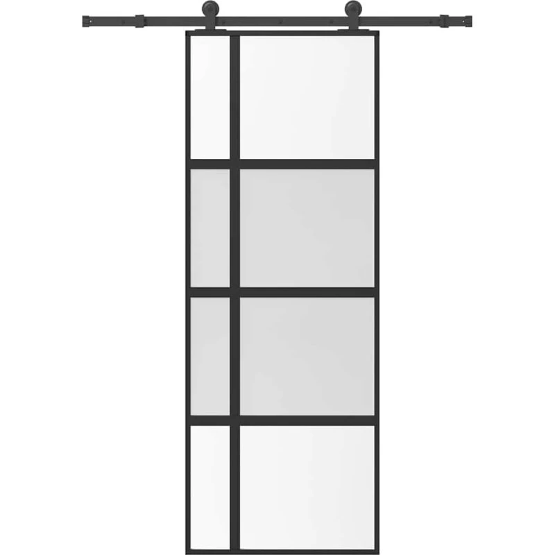 vidaXL Skydedør 76x205 cm med hærdet glas og aluminium