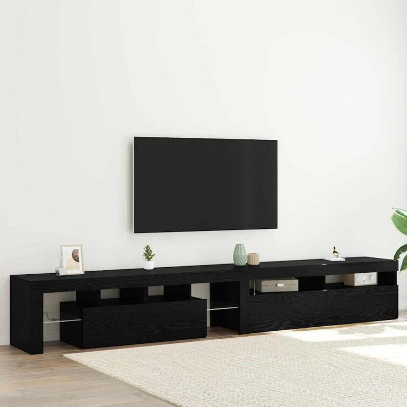 vidaXL TV-skab med LED 2 stk, Sort, 260 x 37 x 40 cm, Konstrueret træ