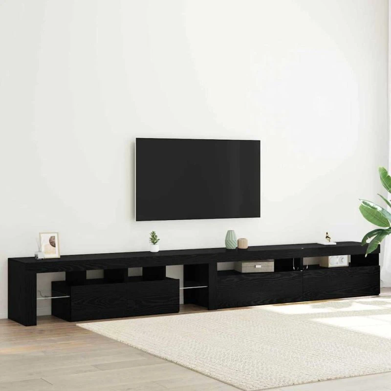 vidaXL TV-skab 3 dele, sort eg, 290 x 36,5 x 40 cm, konstrueret træ