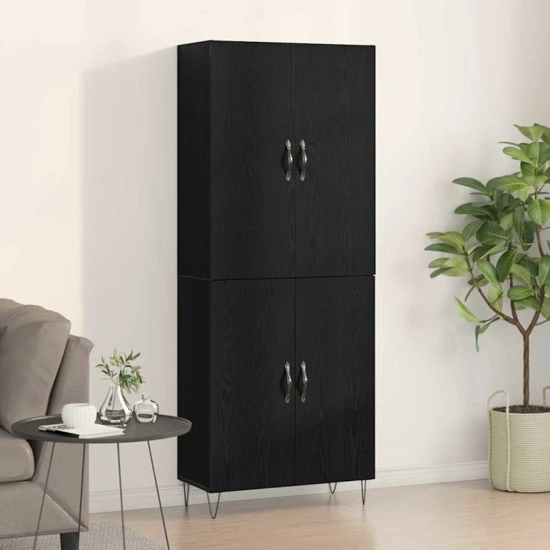 vidaXL Highboard 2 stk, Sort eg, 69,5 x 34 x 180 cm, Konstrueret træ