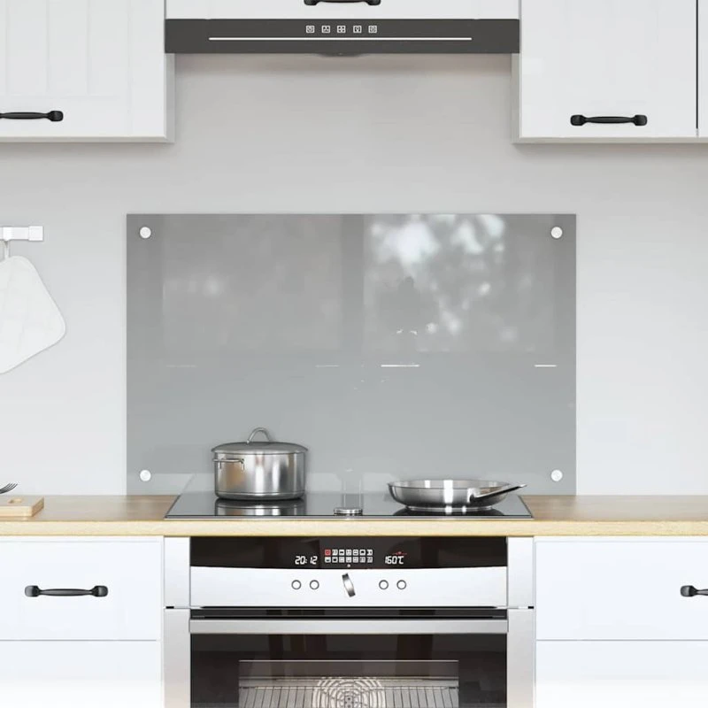 vidaXL Køkkenbacksplash Lysegrå 80 x 50 cm hærdet glas