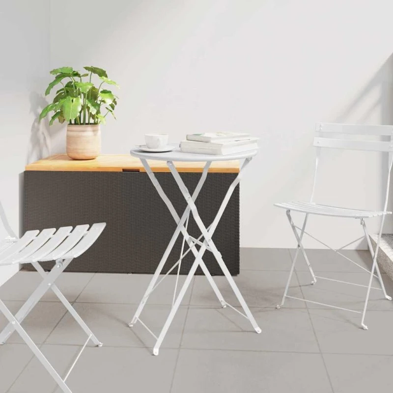 vidaXL Bistrobord Hvid Ø50 x 71 cm Pulverlakeret Stål