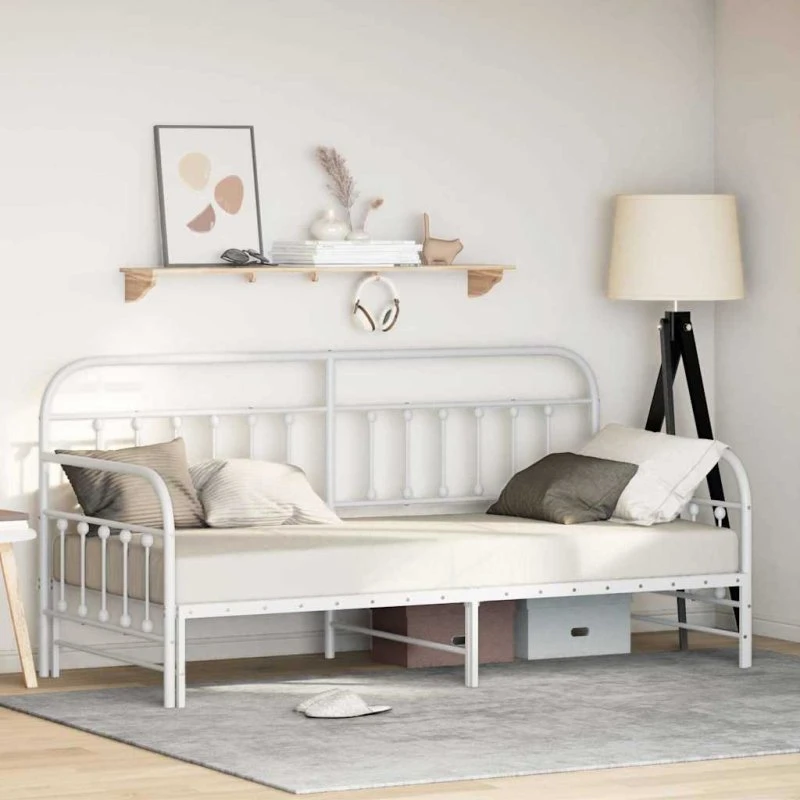 vidaXL Dagsengramme Hvid 107 x 203 cm Pulverlakeret Stål