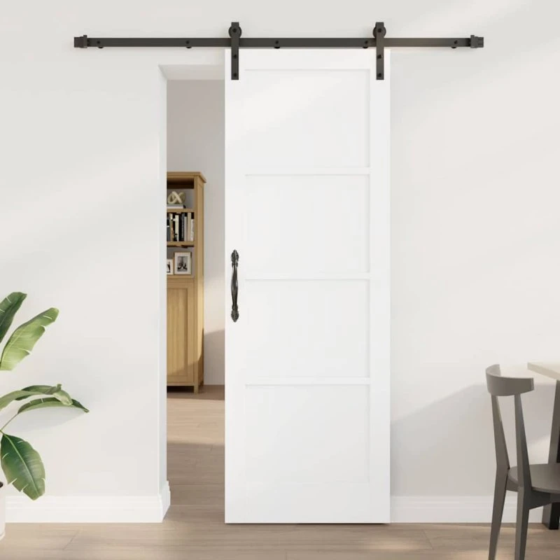 vidaXL Skydedør Hvid og Sort 73,5 x 211 cm Massivt Fyrretræ