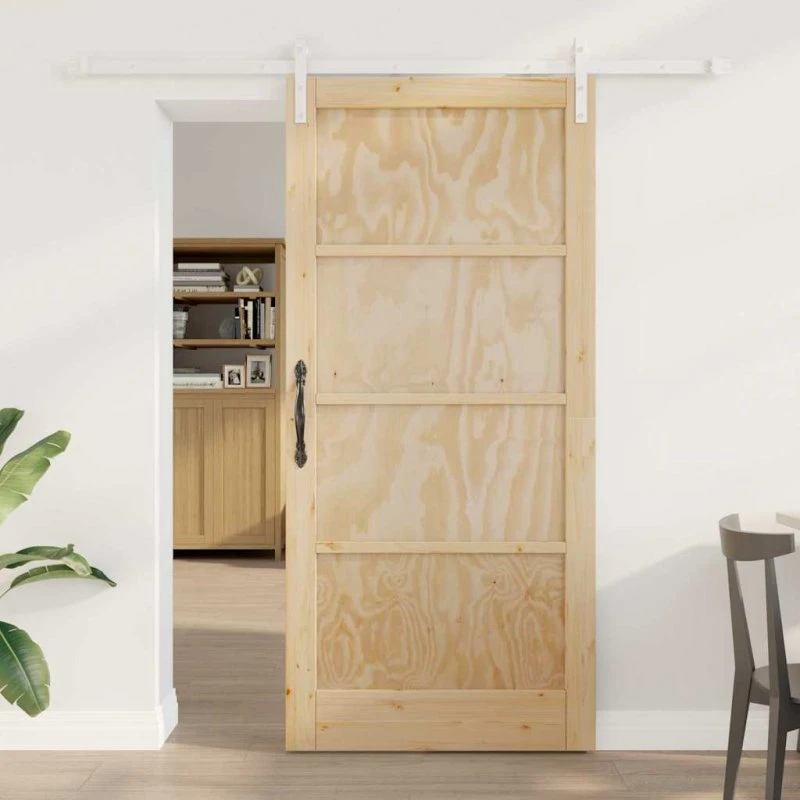 vidaXL Skydedør Brun 93 x 202 cm Massivt Fyrretræ