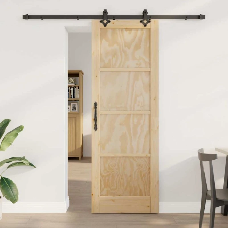 vidaXL Skydedør Naturlig/Sort 73,5 x 211 cm Fyrretræ