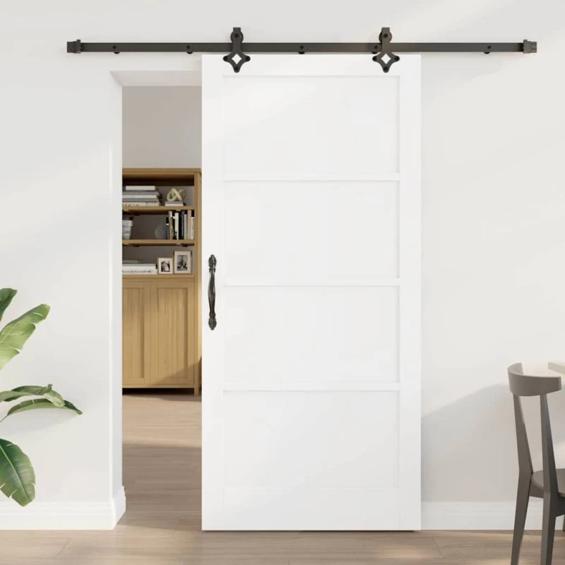 vidaXL Skydedør Hvid og Sort 93 x 202 cm Fyrretræ