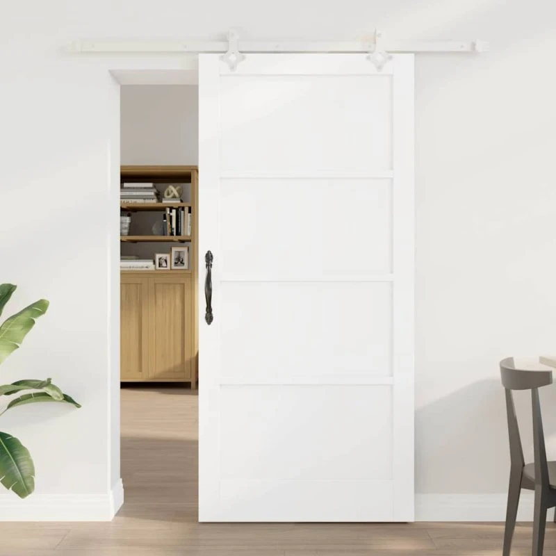 vidaXL Skydedør Hvid 93 x 202 cm Fyrretræ