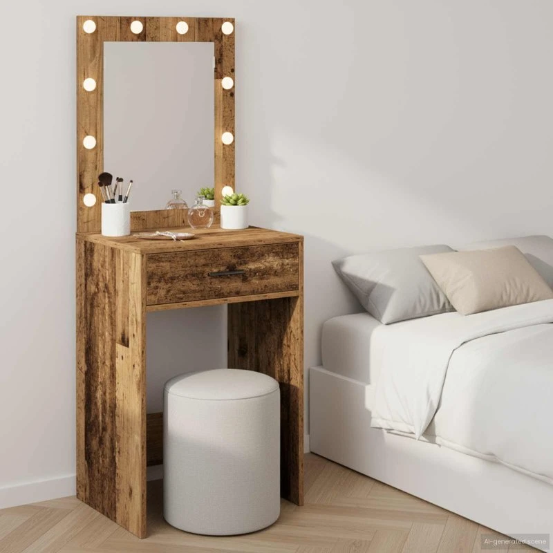 vidaXL Gammelt Træ Make-up Bord 50 x 41 x 135 cm