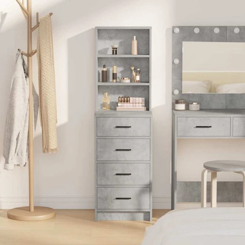 vidaXL Highboard med skuffe Betongrå 40 x 41 x 135 cm Konstrueret træ