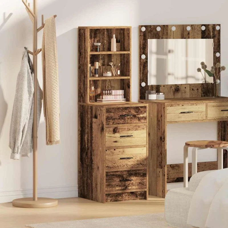 vidaXL Highboard Gammelt Træ 40 x 41 x 135 cm Konstrueret Træ
