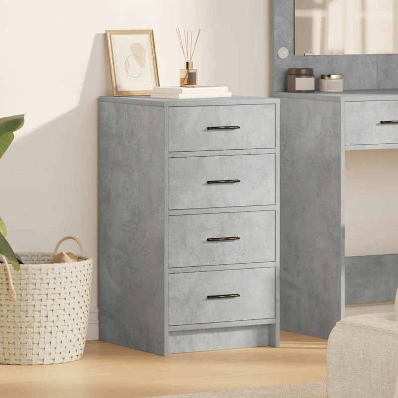 vidaXL Sideboard med skuffe Betongrå 40 x 41 x 75 cm Konstrueret træ