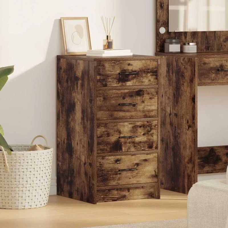 vidaXL Sideboard med skuffe, røget eg, 40 x 41 x 75 cm