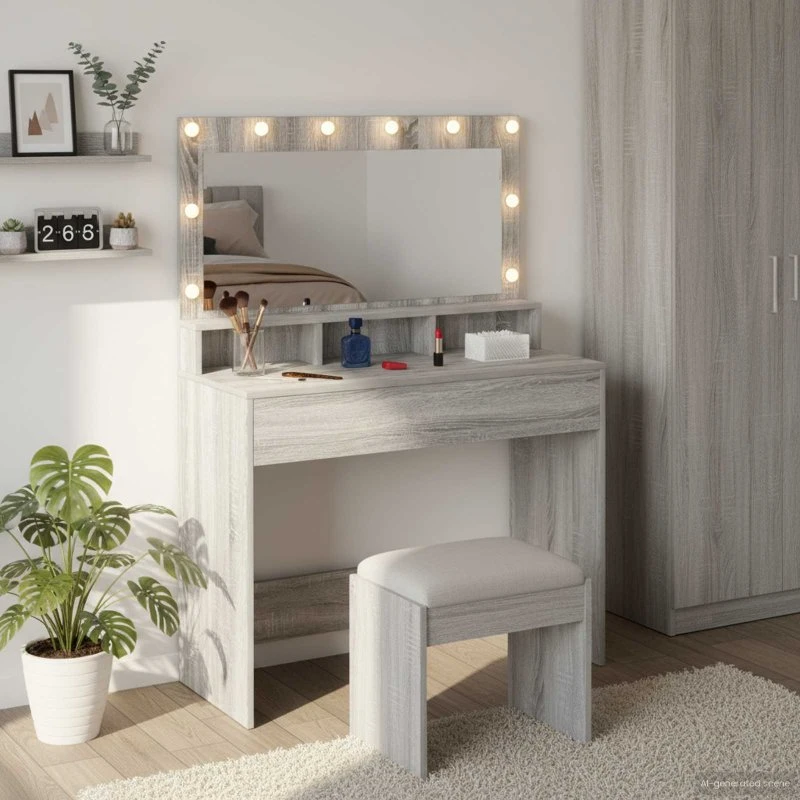 vidaXL Makeupbord Grå Sonoma 100 x 41 x 135 cm Konstrueret Træ