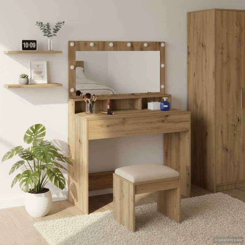 vidaXL Artisan Klædeskab 100 x 41 x 135 cm Konstrueret Træ med LED-Spejl