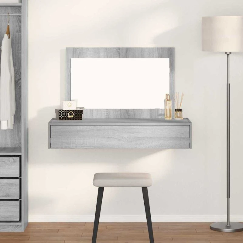 vidaXL Klædeskab med Skuffe Grå 100 x 40 x 70 cm Konstrueret Træ