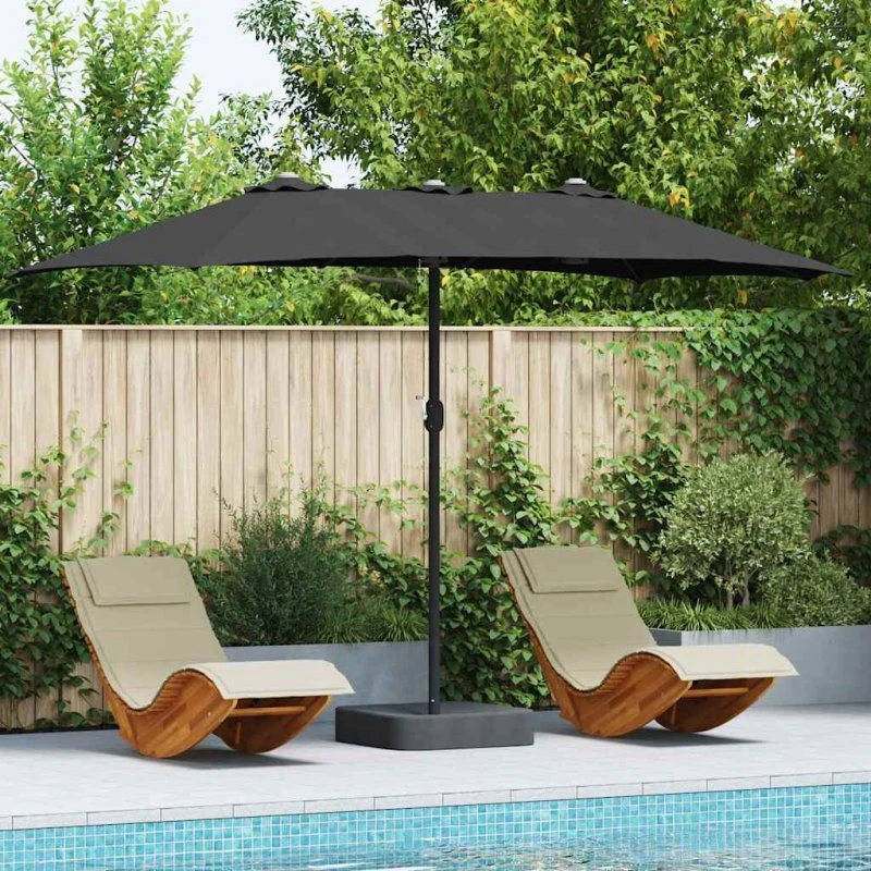 vidaXL Havesol Sort 385x209x244 cm Polyester & Stål