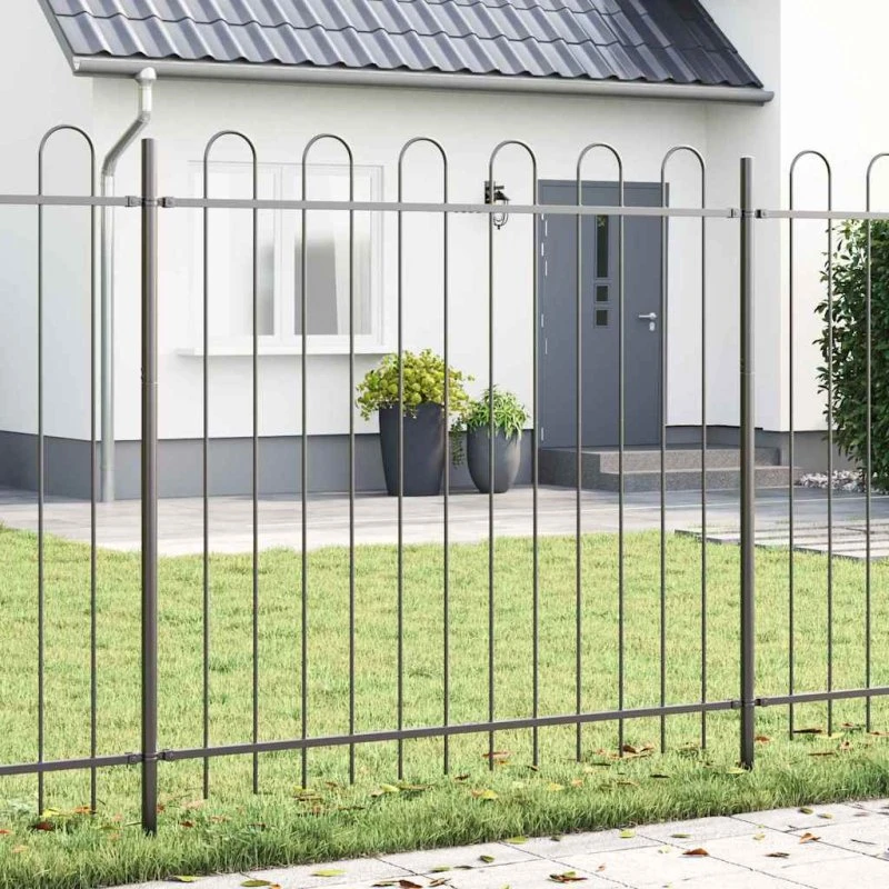 vidaXL Havehegn 5 pcs Grå 8,5 x 1,5 m Pulverlakeret Stål