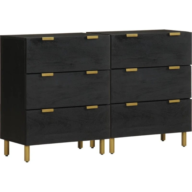 vidaXL Skænke 2 stk. 60x33x75 cm Konstrueret Træ Sort