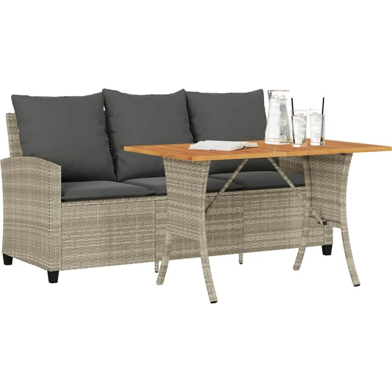 vidaXL 3-personers sofa med hynder og bord lysegrå