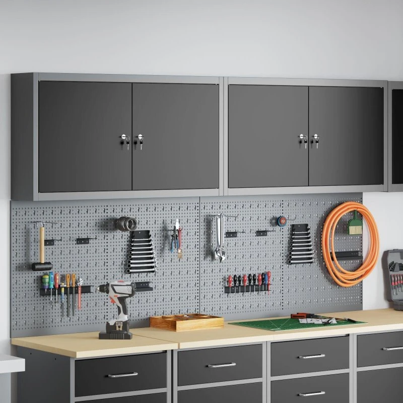 Bosch Værktøjsskab & Pegboard Sæt 6 stk, Sort, 200 x 20 x 115 cm